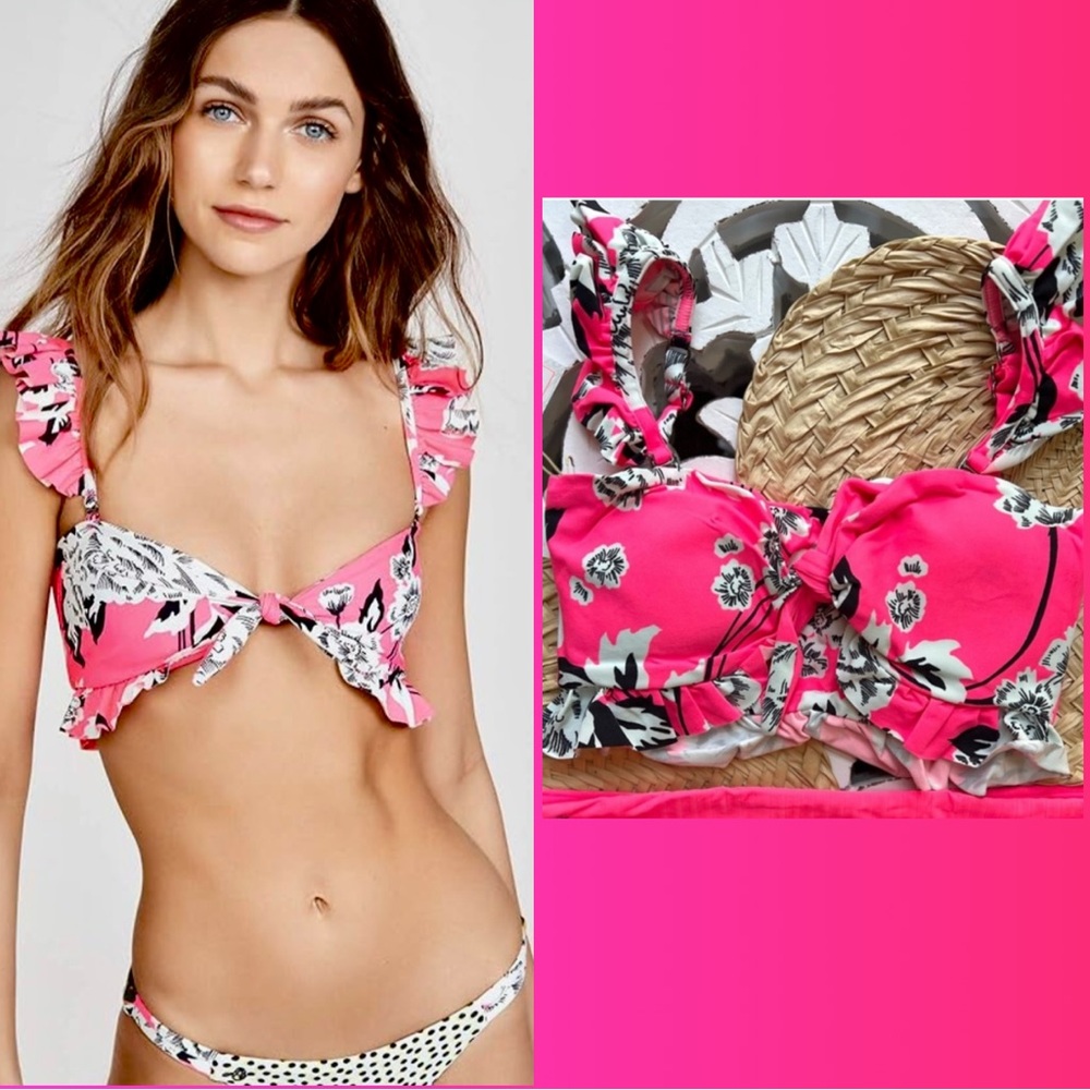 RARE FIND 🌸☀️ MAAJI ☀️🌸 FLORAL REVERSIBLE BIKINI SWIM  BANDEAU BIKINI TOP
